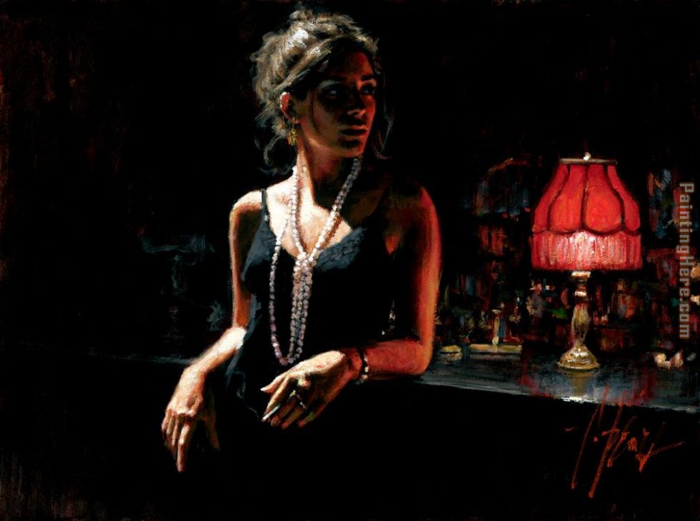 Marina with Red Light painting - Fabian Perez Marina with Red Light art painting